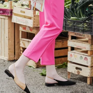 Femme Doré Doré Chaussettes^Chaussettes femme à côtes sans bord élastique en coton - Rose Praline