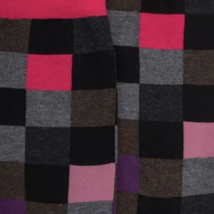 Femme Doré Doré Chaussettes^Chaussettes femme échiqiuer en coton égyptien - Noir & rouge cerise