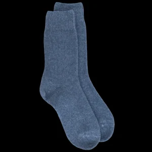 Femme Doré Doré Chaussettes^Chaussettes femme Douceur en laine mérinos et cachemire - Bleu jean
