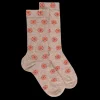 Femme Doré Doré Chaussettes^Chaussettes femme en angora à motifs fleurs - Beige capuccino