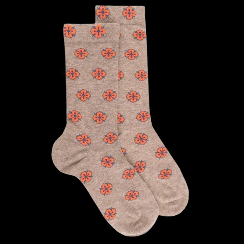 chaussettes_femme_en_ango_0-3.webp Femme Doré Doré Chaussettes^Chaussettes femme en angora à motifs fleurs - Beige capuccino