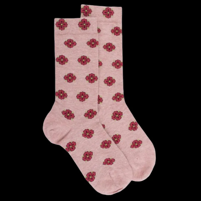 chaussettes_femme_en_ango_0.webp Femme Doré Doré Chaussettes^Chaussettes femme en angora à motifs fleurs -