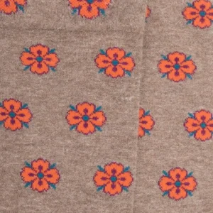 Femme Doré Doré Chaussettes^Chaussettes femme en angora à motifs fleurs - Beige capuccino