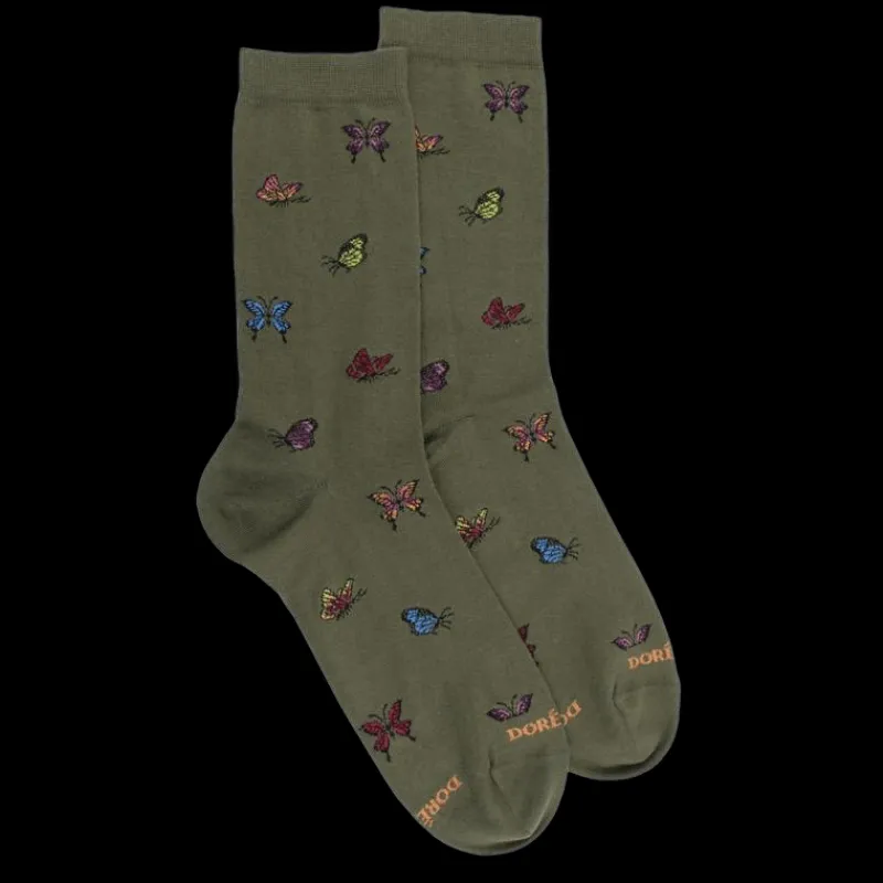 chaussettes_femme_en_coto_0-10.webp Femme Doré Doré Chaussettes^Chaussettes femme en coton à motif papillon - Vert mélèze