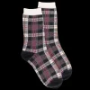 Femme Doré Doré Chaussettes^Chaussettes femme en coton à motif tartan effet brillant - Gris anthracite