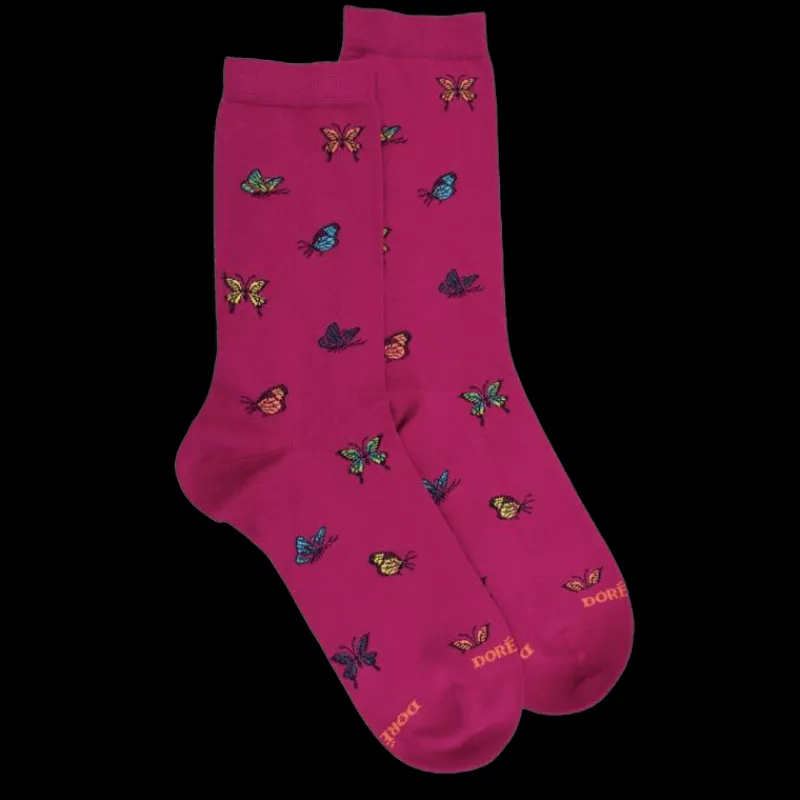 chaussettes_femme_en_coto_0-2.webp Femme Doré Doré Chaussettes^Chaussettes femme en coton à motif papillon - Rose Flamboyant