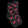 Femme Doré Doré Chaussettes^Chaussettes femme en coton à motif fleurs - Gris anthracite