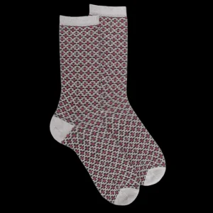 Femme Doré Doré Chaussettes^Chaussettes femme en coton à motif géométrique - Gris Brouillard