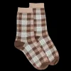 Femme Doré Doré Chaussettes^Chaussettes femme en coton à motif tartan effet brillant -