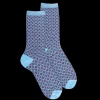Femme Doré Doré Chaussettes^Chaussettes femme en coton à motif géométrique - Bleu Pirogue
