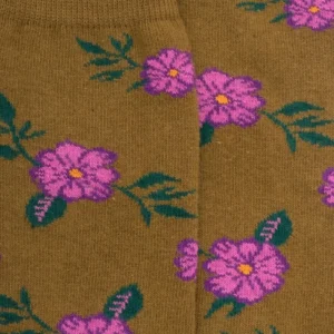 Femme Doré Doré Chaussettes^Chaussettes femme en coton à motif fleurs - Vert pistache