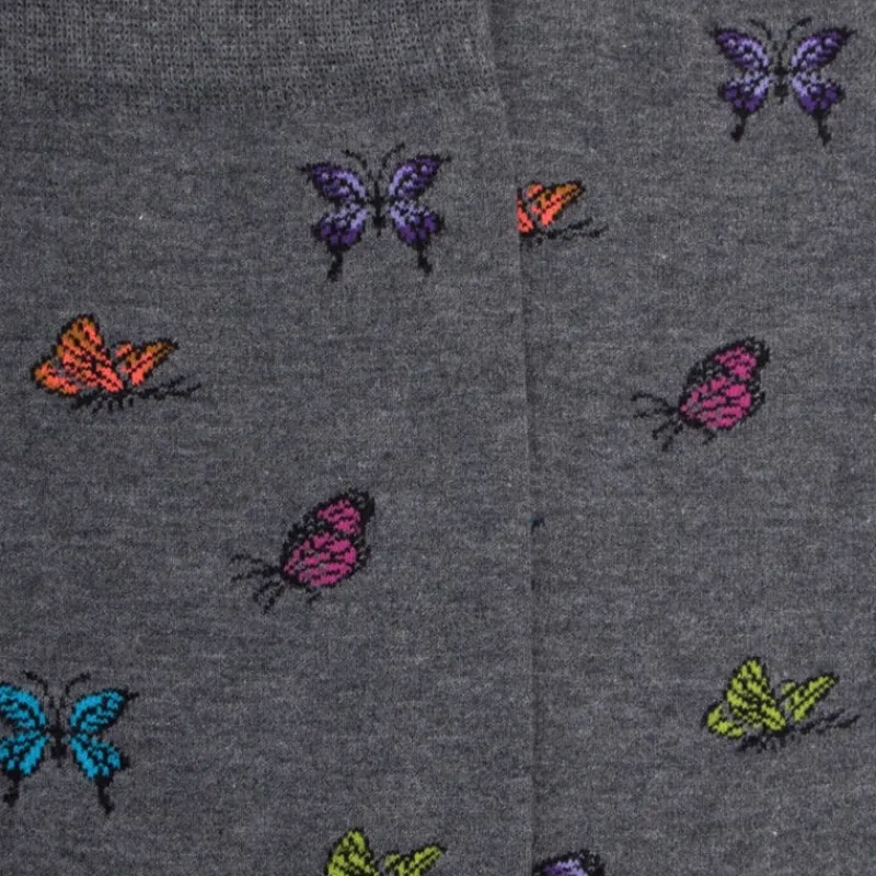 chaussettes_femme_en_coto_1-21.webp Femme Doré Doré Chaussettes^Chaussettes femme en coton à motif papillon - Gris oxford