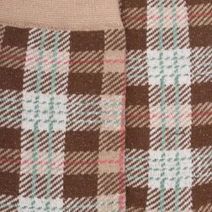 Femme Doré Doré Chaussettes^Chaussettes femme en coton à motif tartan effet brillant -