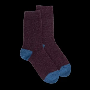Femme Doré Doré Chaussettes^Chaussettes femme en laine polaire - Bordeaux & Bleu saphir