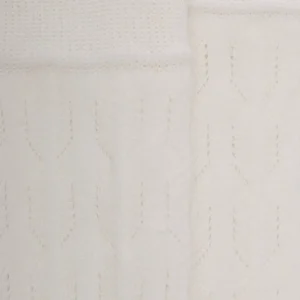 Femme Doré Doré Chaussettes Hautes^Chaussettes femme hautes ajourées en coton - Blanc Givre
