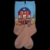 Femme Doré Doré Chaussettes^Chaussettes femmes en coton à motifs paysage - Marron Caille