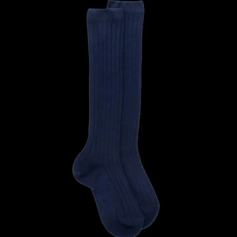chaussettes_hautes_cteles_0-2.webp Enfant Doré Doré Chaussettes Hautes^Chaussettes hautes côtelées bleues en coton doux pour enfants