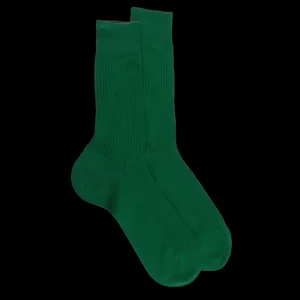 Homme Doré Doré Chaussettes^Chaussettes homme à côtes 100% fil d'Écosse - Vert Chlorophyle