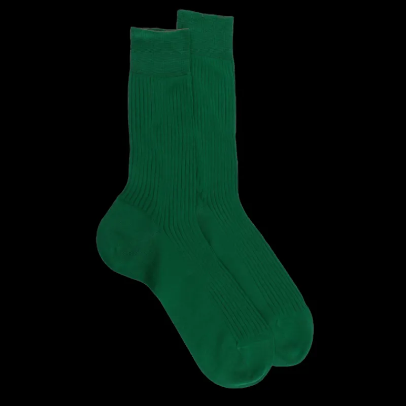chaussettes_homme__ctes___0-2.webp Homme Doré Doré Chaussettes^Chaussettes homme à côtes 100% fil d'Écosse - Vert Chlorophyle