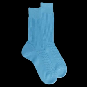 Homme Doré Doré Chaussettes^Chaussettes homme à côtes 100% fil d'Écosse - Bleu Pirogue