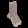 Homme Doré Doré Chaussettes^Chaussettes homme à côtes bicolores en fil d'Écosse - Beige Grège & Violet Myrtille