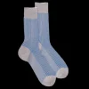 Homme Doré Doré Chaussettes^Chaussettes homme à côtes bicolores en fil d'Écosse - Gris Métal & Bleu Bassin