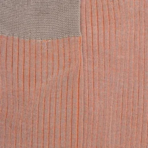 Homme Doré Doré Chaussettes^Chaussettes homme à côtes bicolores en fil d'Écosse - Gris & Oranger