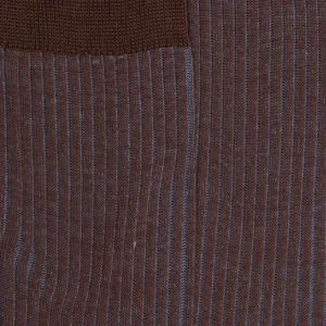 Homme Doré Doré Chaussettes^Chaussettes homme à côtes bicolores en fil d'Écosse - Bois & Bleu Antarctique