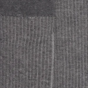 Homme Doré Doré Chaussettes^Chaussettes homme à côtes bicolores en fil d'Écosse - Gris Bourrasque & Blanc Givre