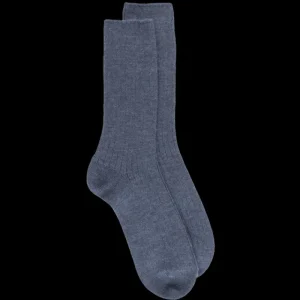 Homme Doré Doré Chaussettes^Chaussettes homme à côtes en laine - Bleu corsaire