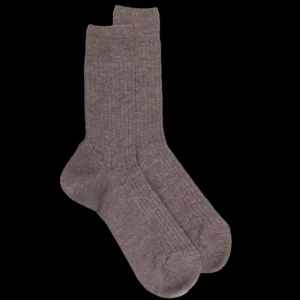 Homme Doré Doré Chaussettes^Chaussettes homme à côtes en laine - Brun loutre