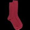 Homme Doré Doré Chaussettes^Chaussettes homme à côtes en laine - Rouge pommard