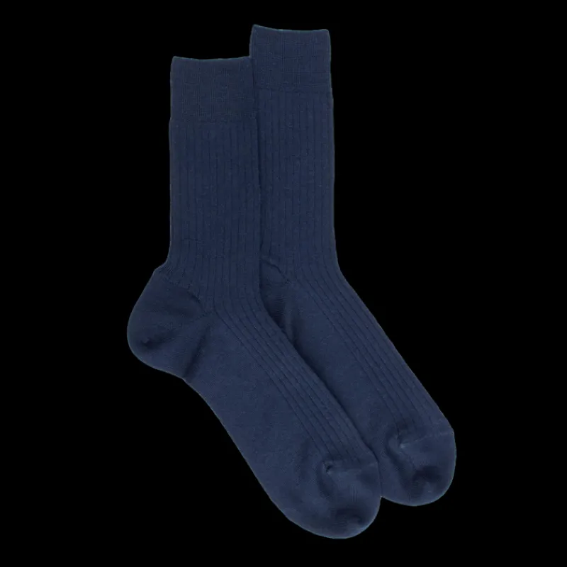 chaussettes_homme__ctes_e_0-8.webp Homme Doré Doré Chaussettes^Chaussettes homme à côtes en laine - Bleu Caban