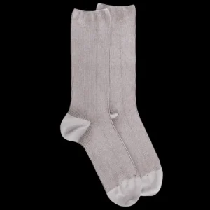 Homme Doré Doré Chaussettes^Chaussettes homme à côtes sans bord élastique en fil d'Écosse - Gris Métal