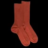 Homme Doré Doré Chaussettes^Chaussettes homme à côtes sans bord élastique en coton égyptien - Orange cognac