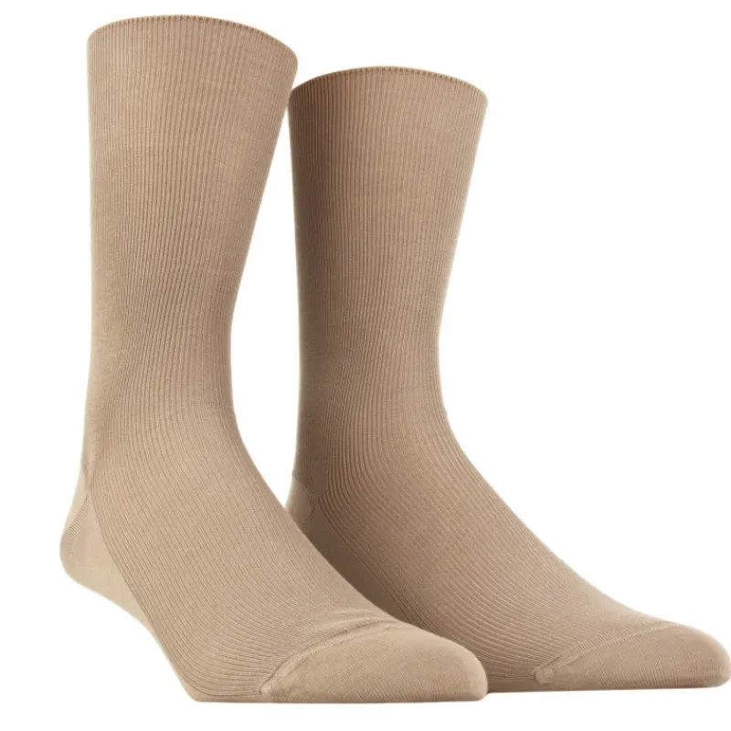 chaussettes_homme__ctes_s_0-14.webp Homme Doré Doré Chaussettes^Chaussettes homme à côtes sans bord élastique en fil d'Écosse - Marron Faon