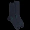 Homme Doré Doré Chaussettes^Chaussettes homme à côtes sans bord élastique en laine - Bleu corsaire