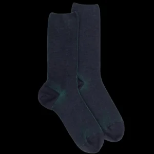 Homme Doré Doré Chaussettes^Chaussettes homme à côtes sans bord élastique en laine - Bleu corsaire