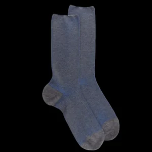 Homme Doré Doré Chaussettes^Chaussettes homme à côtes sans bord élastique en fil d'Écosse - Gris Bourrasque