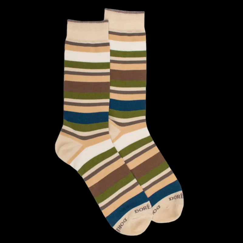 chaussettes_homme__rayure_0-5.webp Homme Doré Doré Chaussettes^Chaussettes homme à rayures en fil d'Écosse - Beige Lin & Écru