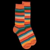 Homme Doré Doré Chaussettes^Chaussettes homme à rayures en fil d'Écosse - Oranger & Vert thym