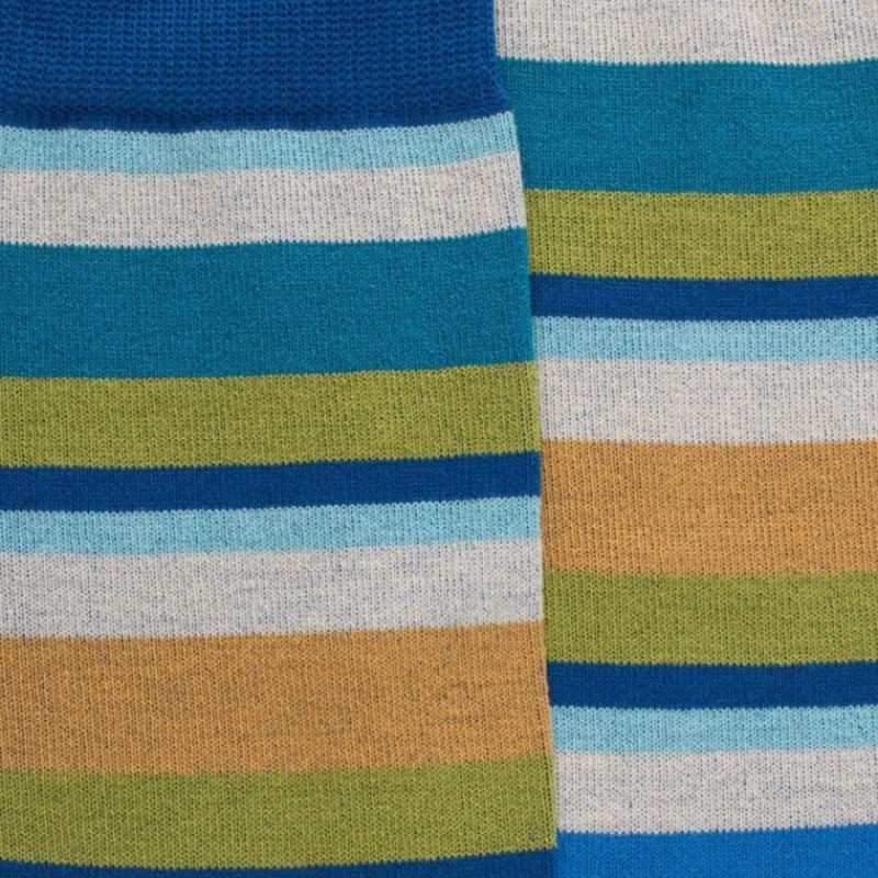chaussettes_homme__rayure_1-3.webp Homme Doré Doré Chaussettes^Chaussettes homme à rayures en fil d'Écosse - Bleu & Bleu Croisette