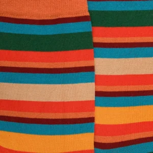 Homme Doré Doré Chaussettes^Chaussettes homme à rayures en fil d'Écosse - Oranger & Vert thym