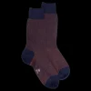 Homme Doré Doré Chaussettes^Chaussettes homme caviar en laine merinos - Bleu caban & Orange cognac