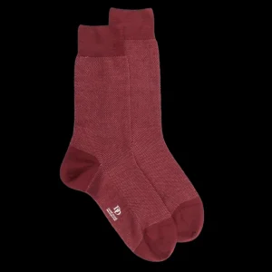 Homme Doré Doré Chaussettes^Chaussettes homme caviar en laine merinos - Rouge pommard & Rose Jouy