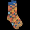Homme Doré Doré Chaussettes^Chaussettes homme échiquier en coton -