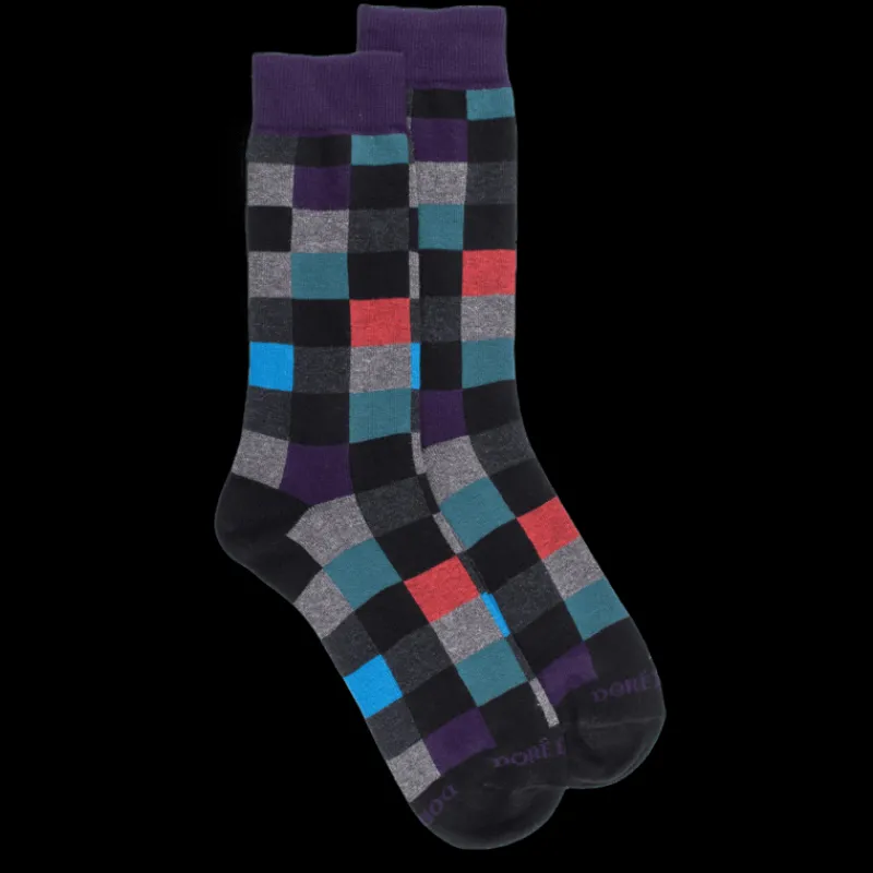 chaussettes_homme_chiquie_0-19.webp Homme Doré Doré Chaussettes^Chaussettes homme échiquier en coton - Noir & Violet