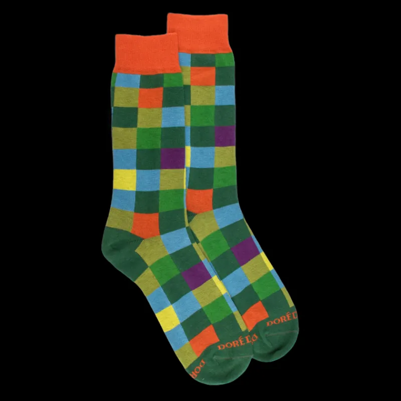 chaussettes_homme_chiquie_0-22.webp Homme Doré Doré Chaussettes^Chaussettes homme échiquier en coton - Vert & Orange