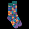 Homme Doré Doré Chaussettes^Chaussettes homme échiquier en coton - Passion & Vert Verdier