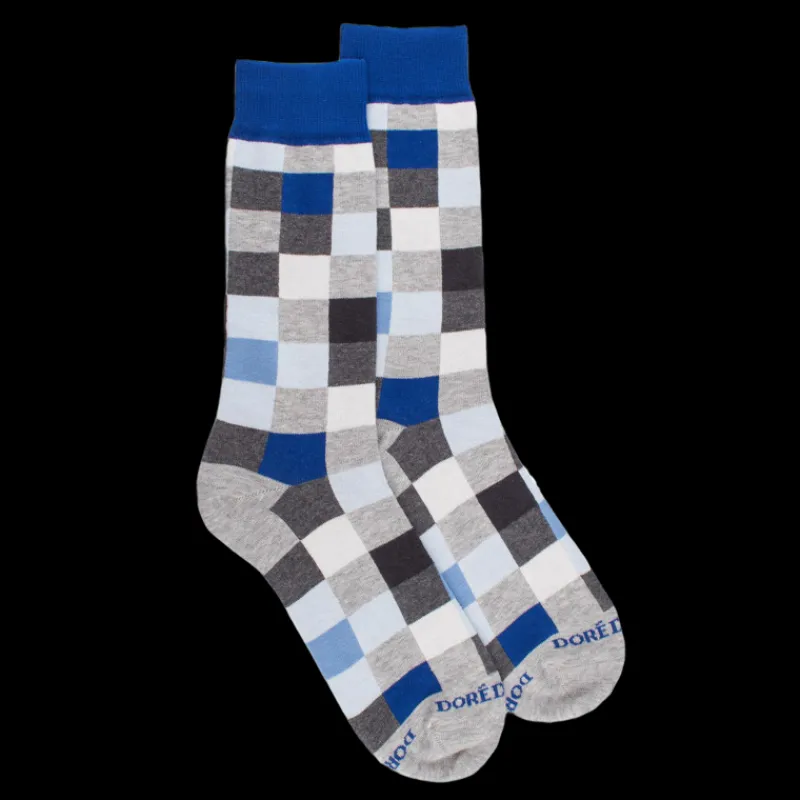 chaussettes_homme_chiquie_0-26.webp Homme Doré Doré Chaussettes^Chaussettes homme échiquier en coton - Gris Rocheux & Bleu